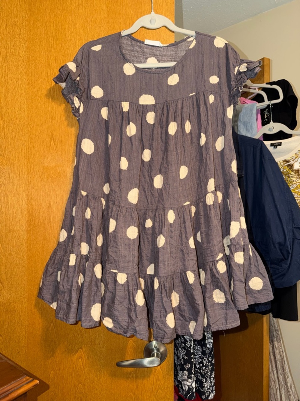 BUCKETLIST Charcoal and Cream Polka Dot Babydoll Dress